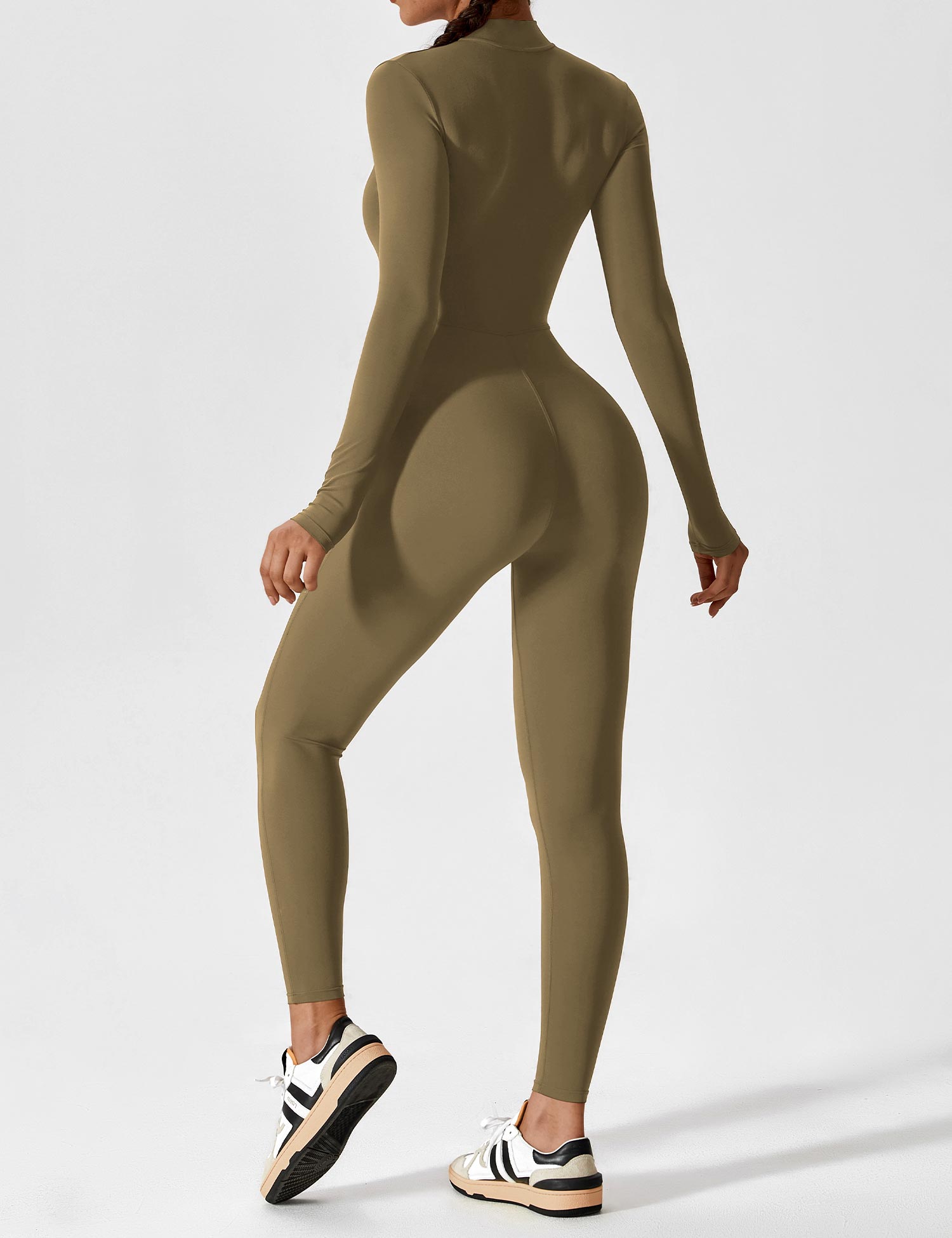 Velouré Long Sleeve Zipper Jumpsuit
