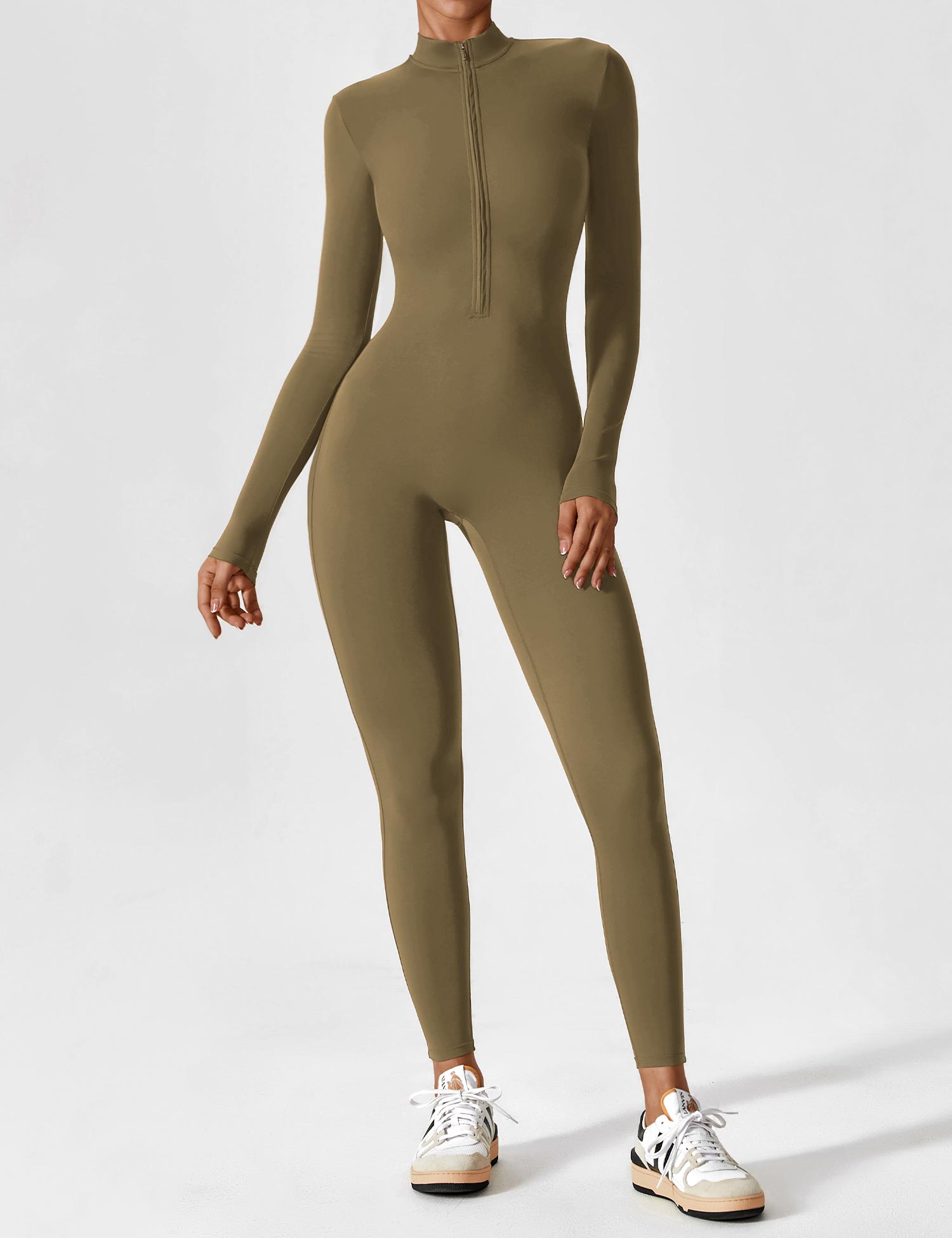 Velouré Long Sleeve Zipper Jumpsuit