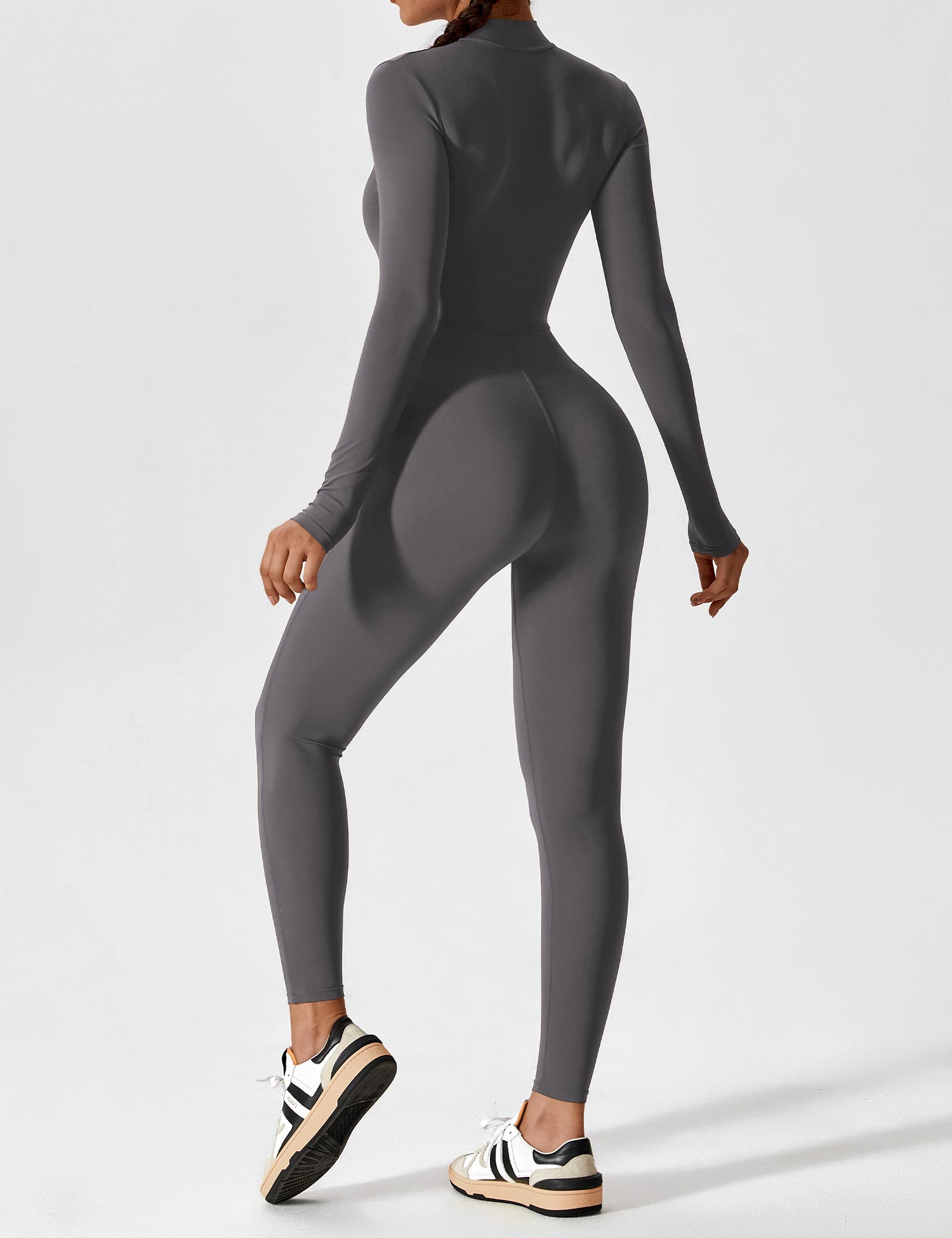 Velouré Long Sleeve Zipper Jumpsuit