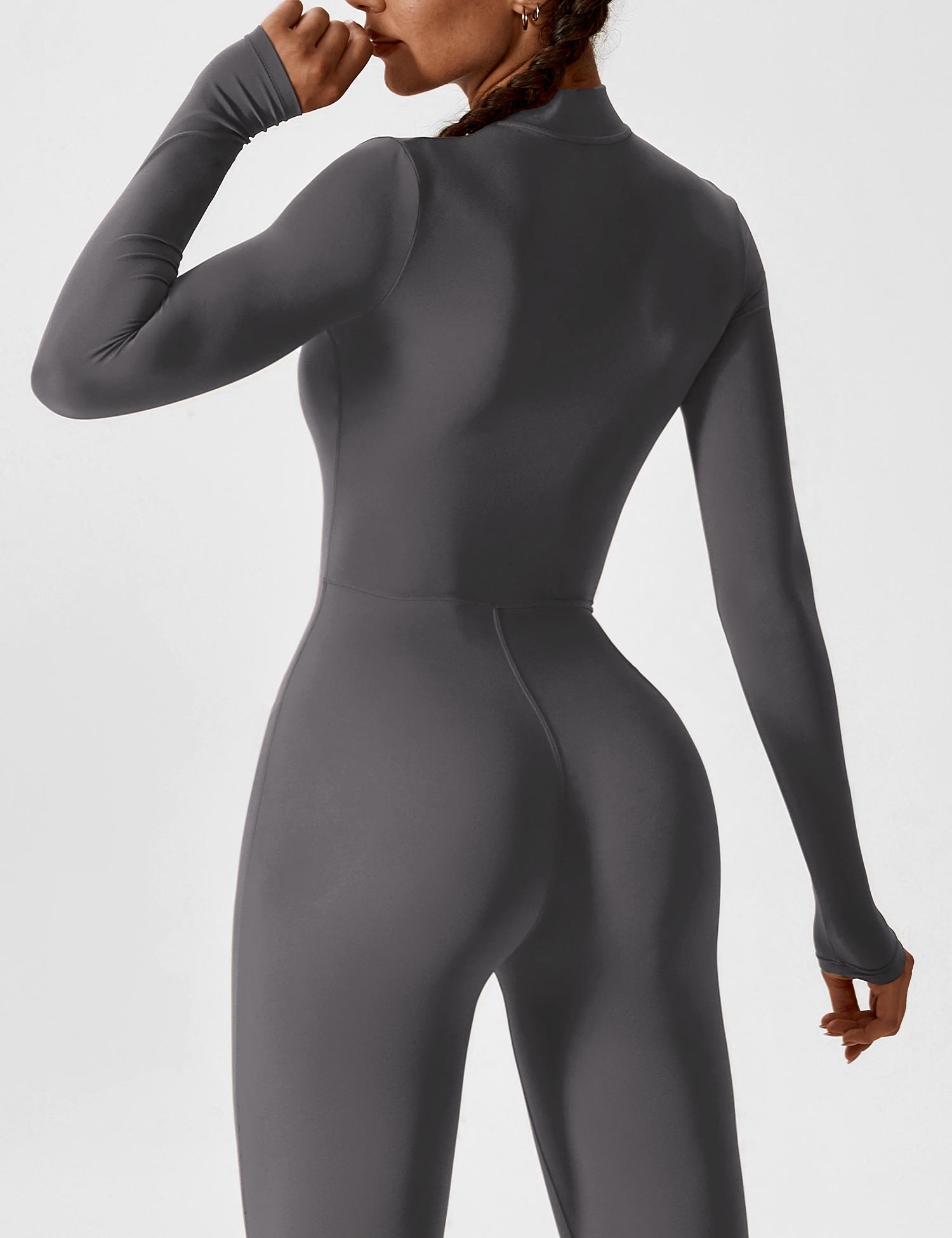 Velouré Long Sleeve Zipper Jumpsuit