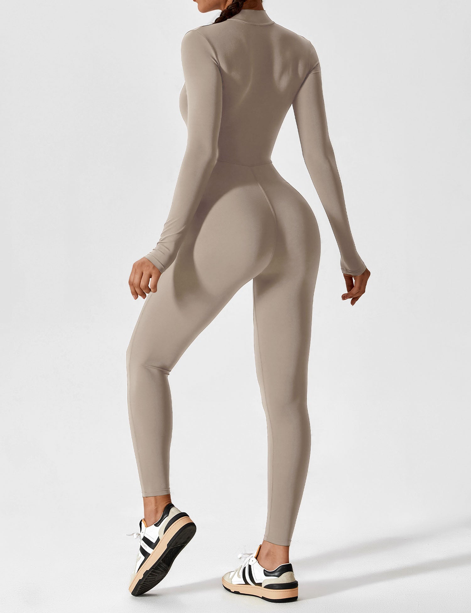 Velouré Long Sleeve Zipper Jumpsuit