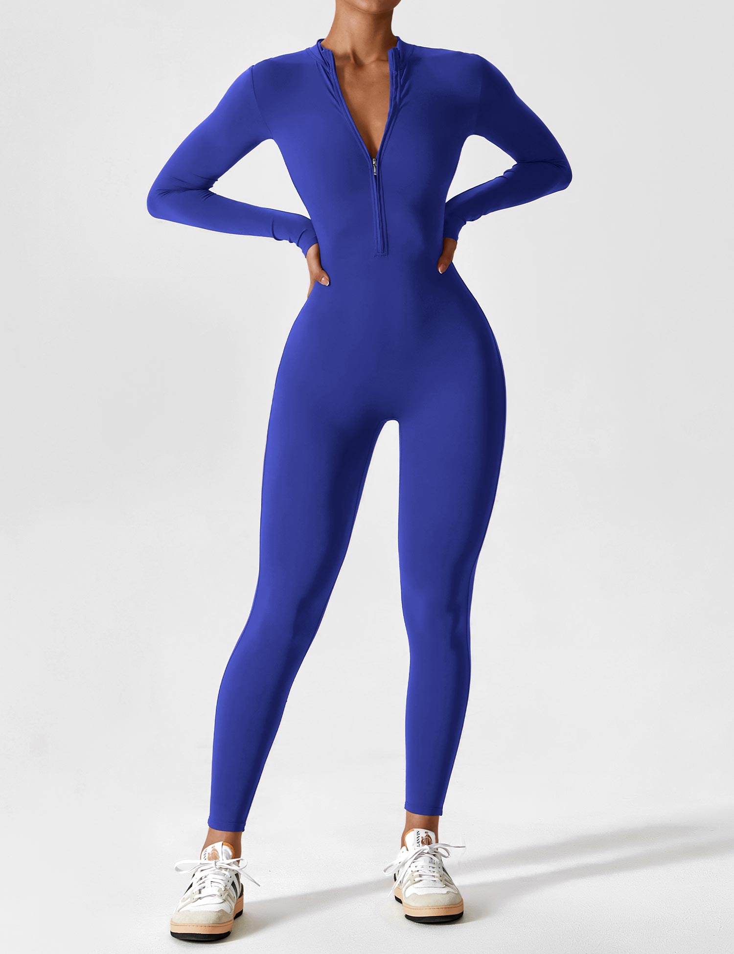 Velouré Long Sleeve Zipper Jumpsuit