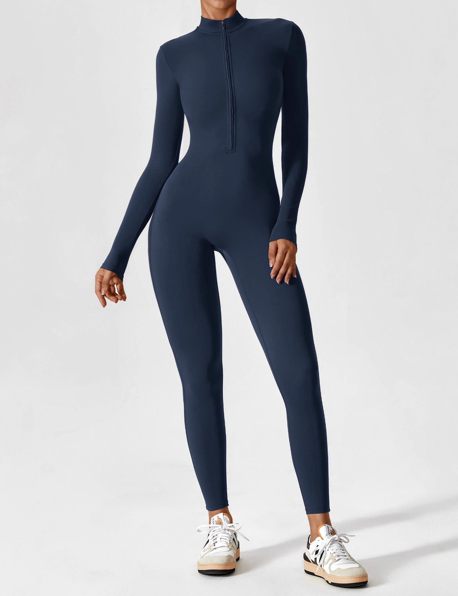 Velouré Long Sleeve Zipper Jumpsuit