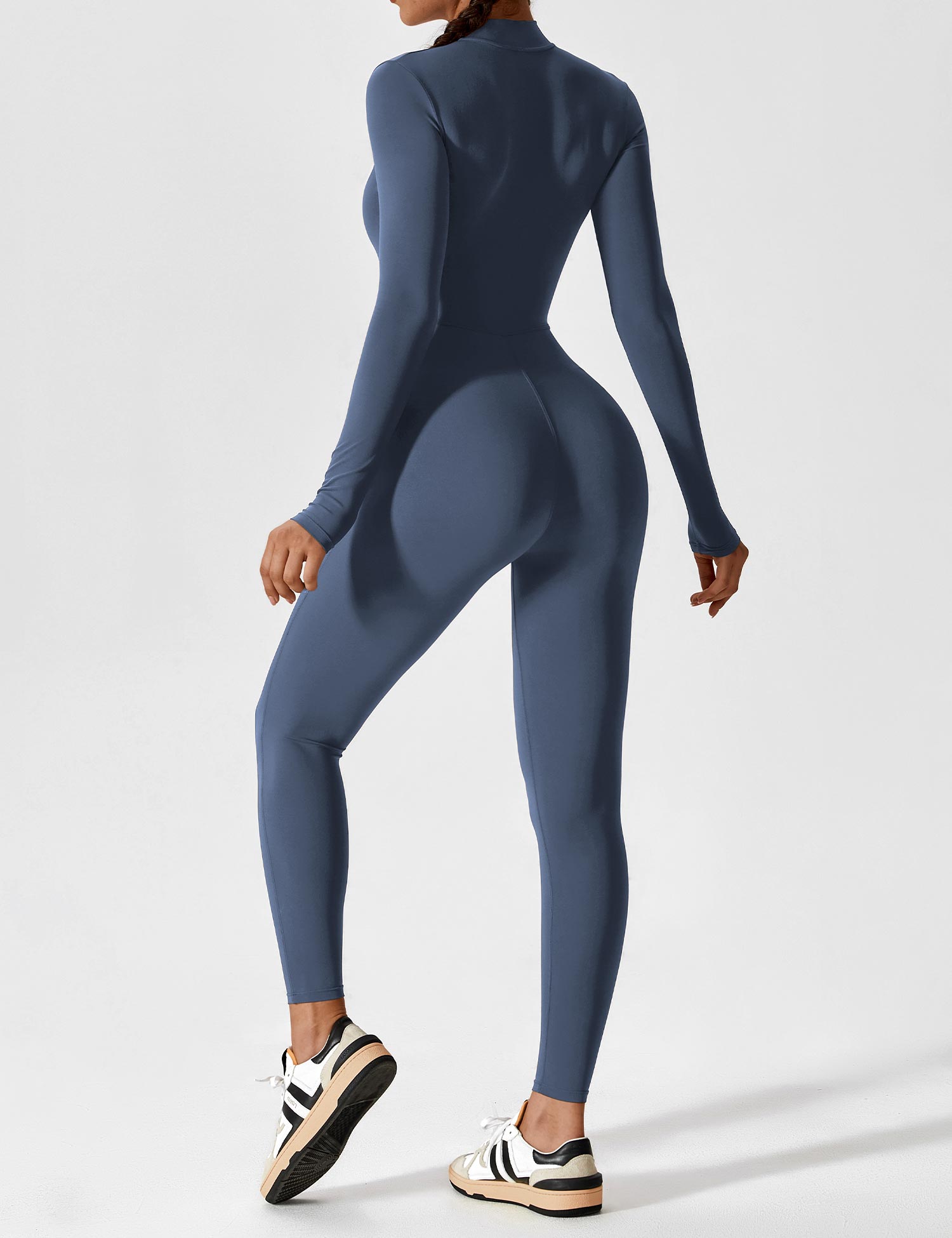 Velouré Long Sleeve Zipper Jumpsuit