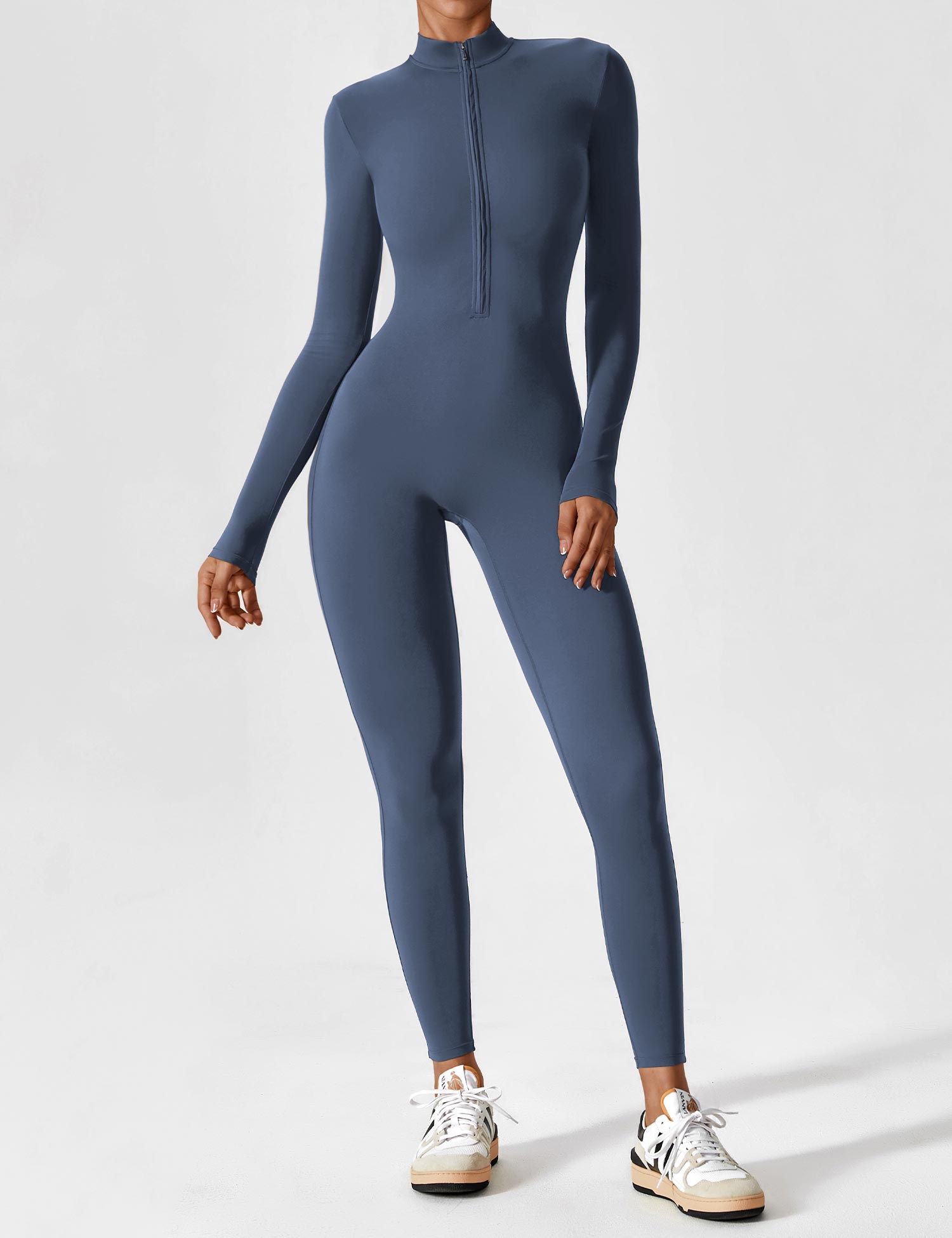 Velouré Long Sleeve Zipper Jumpsuit
