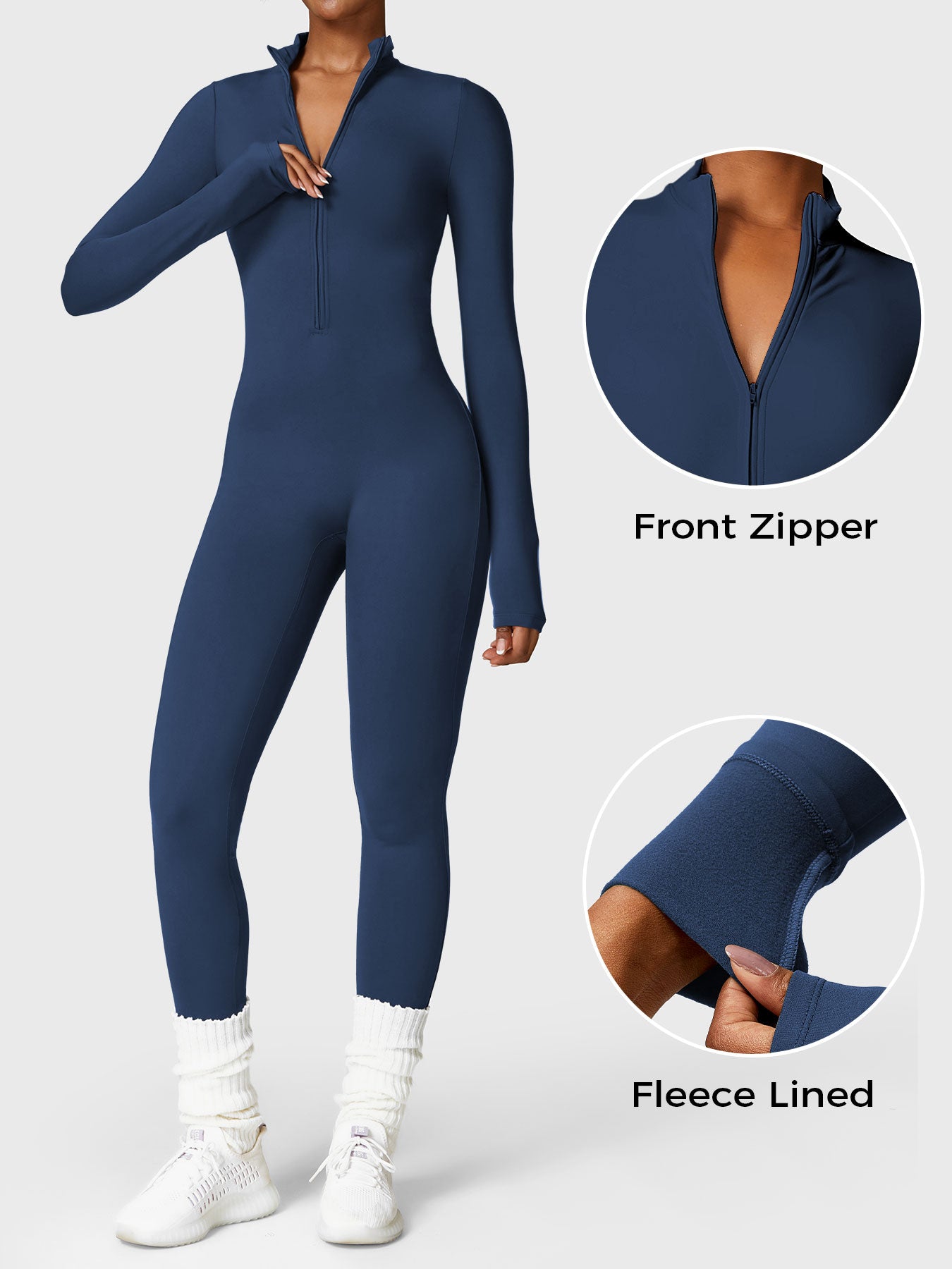 Velouré Belle Fleece Long Sleeve Zipper Jumpsuit