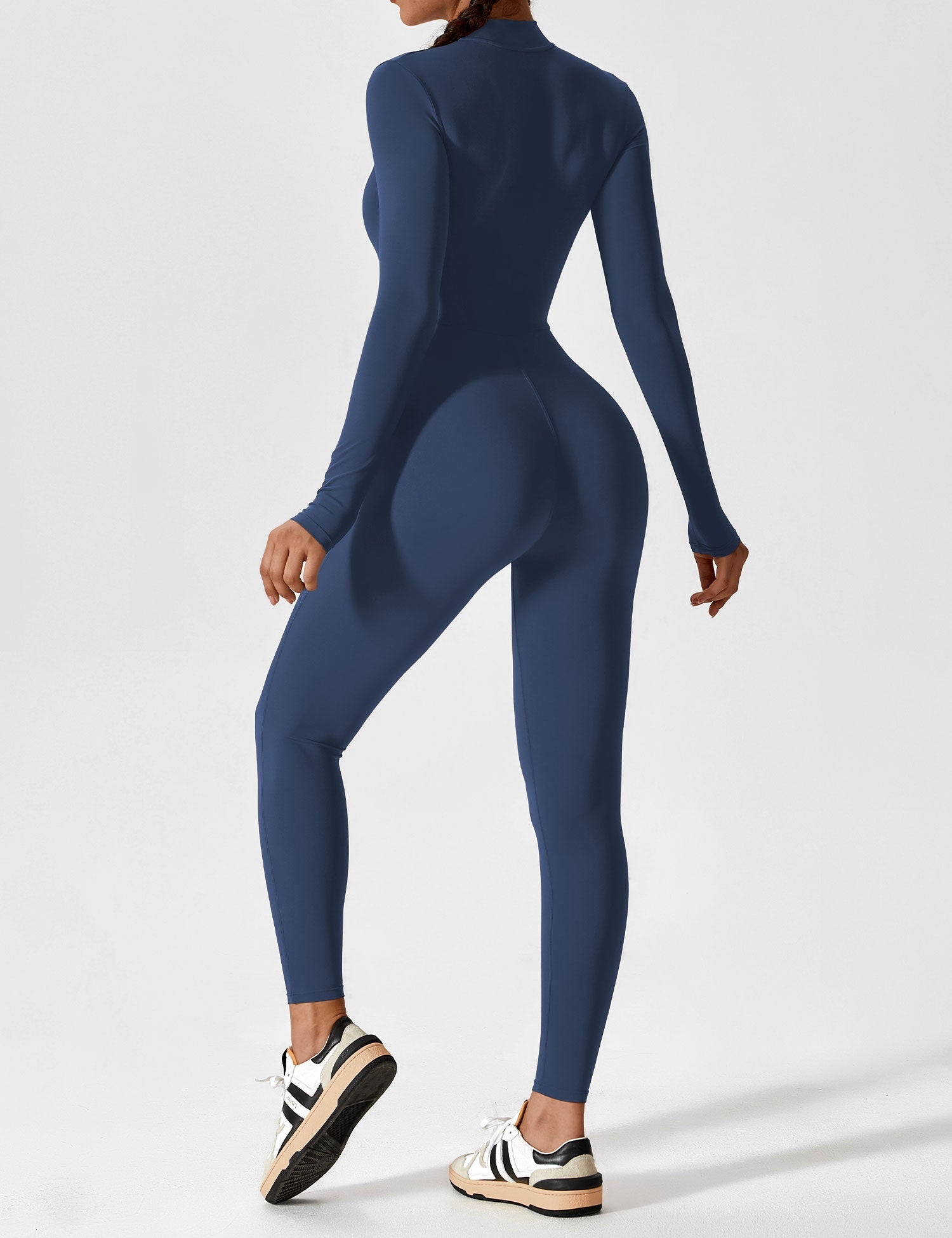 Velouré Long Sleeve Zipper Jumpsuit