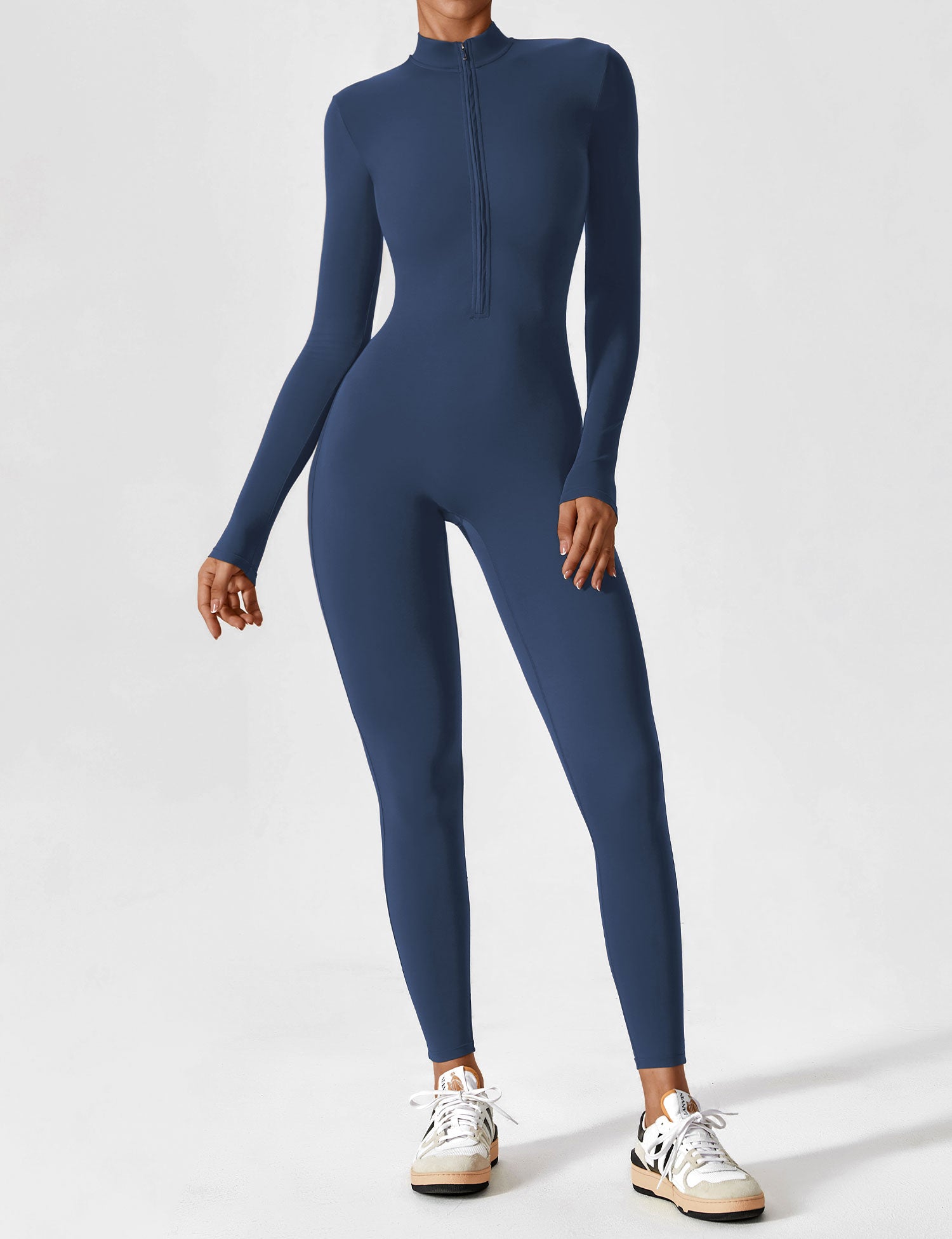 Velouré Long Sleeve Zipper Jumpsuit