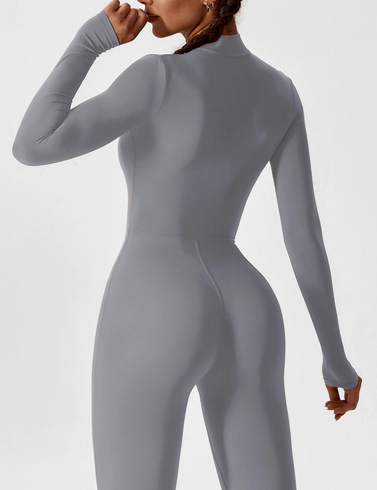 Velouré Long Sleeve Zipper Jumpsuit