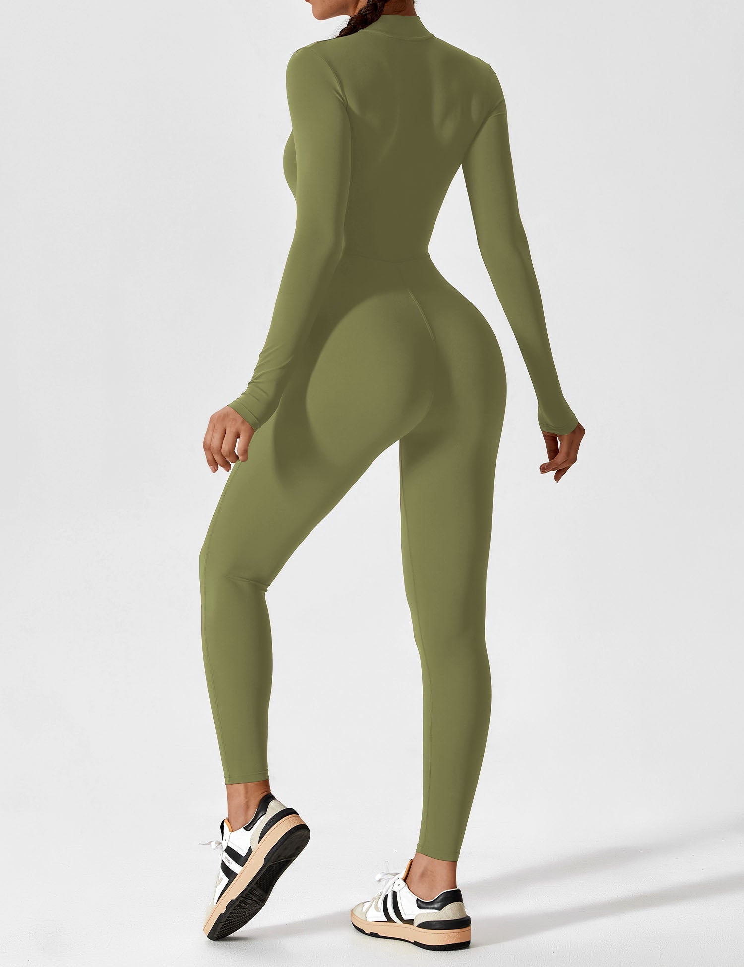 Velouré Long Sleeve Zipper Jumpsuit