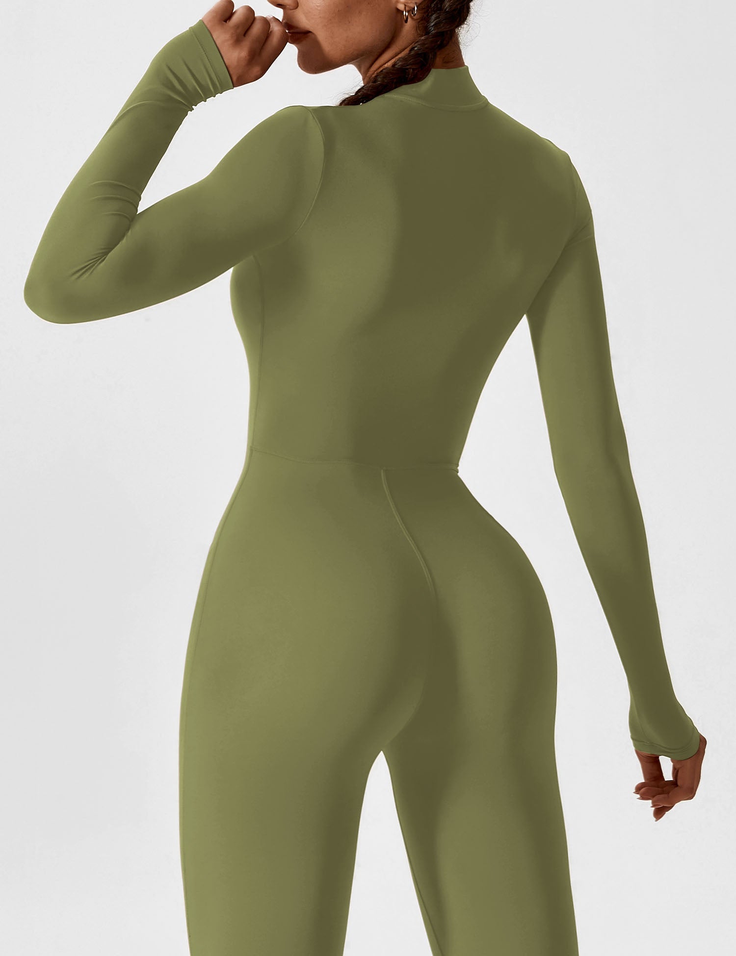 Velouré Long Sleeve Zipper Jumpsuit