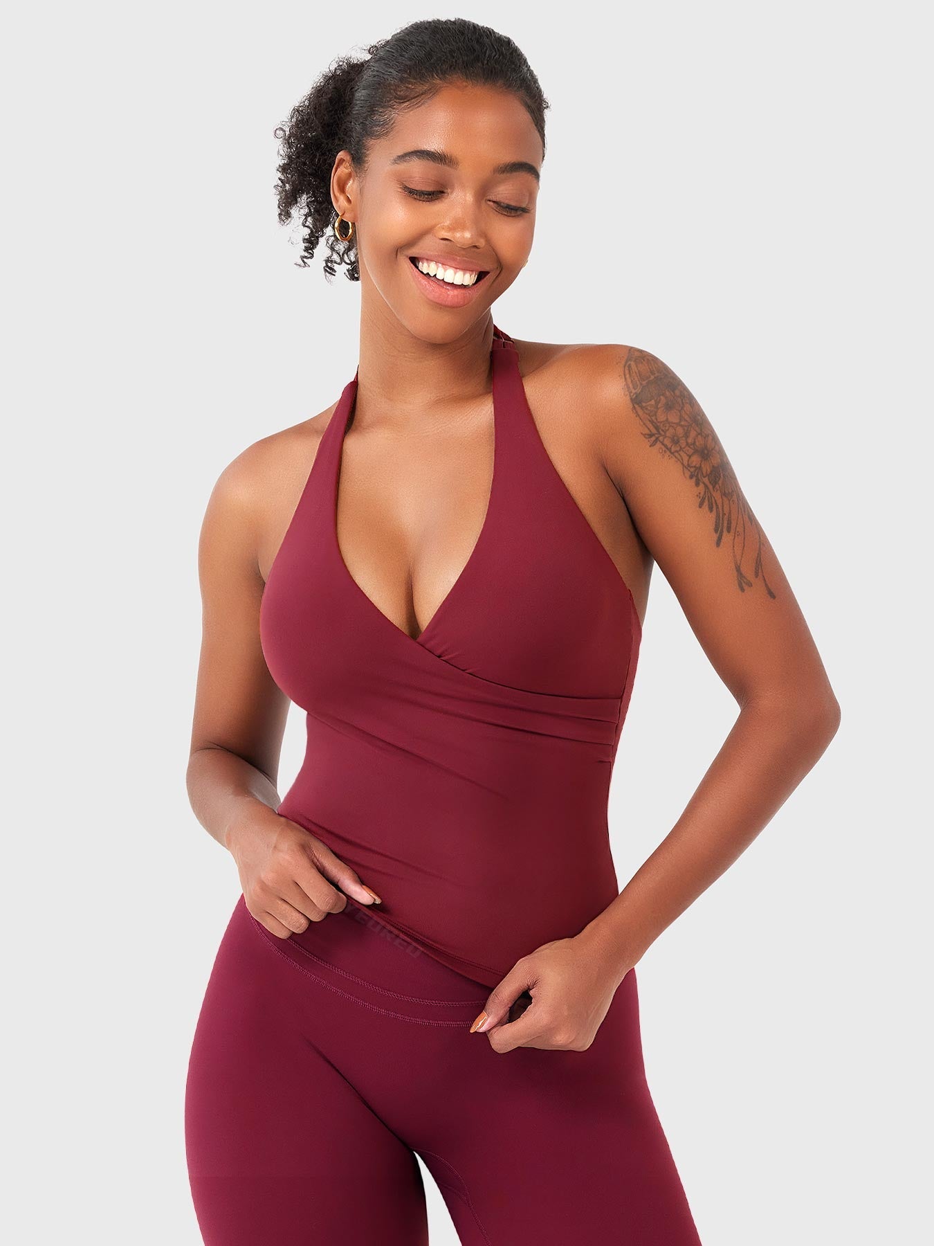 Velouré Elevine V Neck Halter Tank