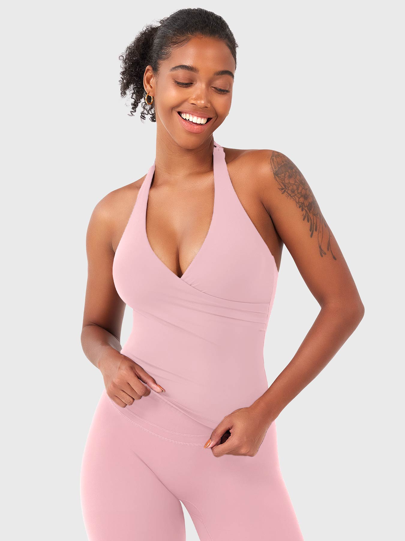 Velouré Elevine V Neck Halter Tank