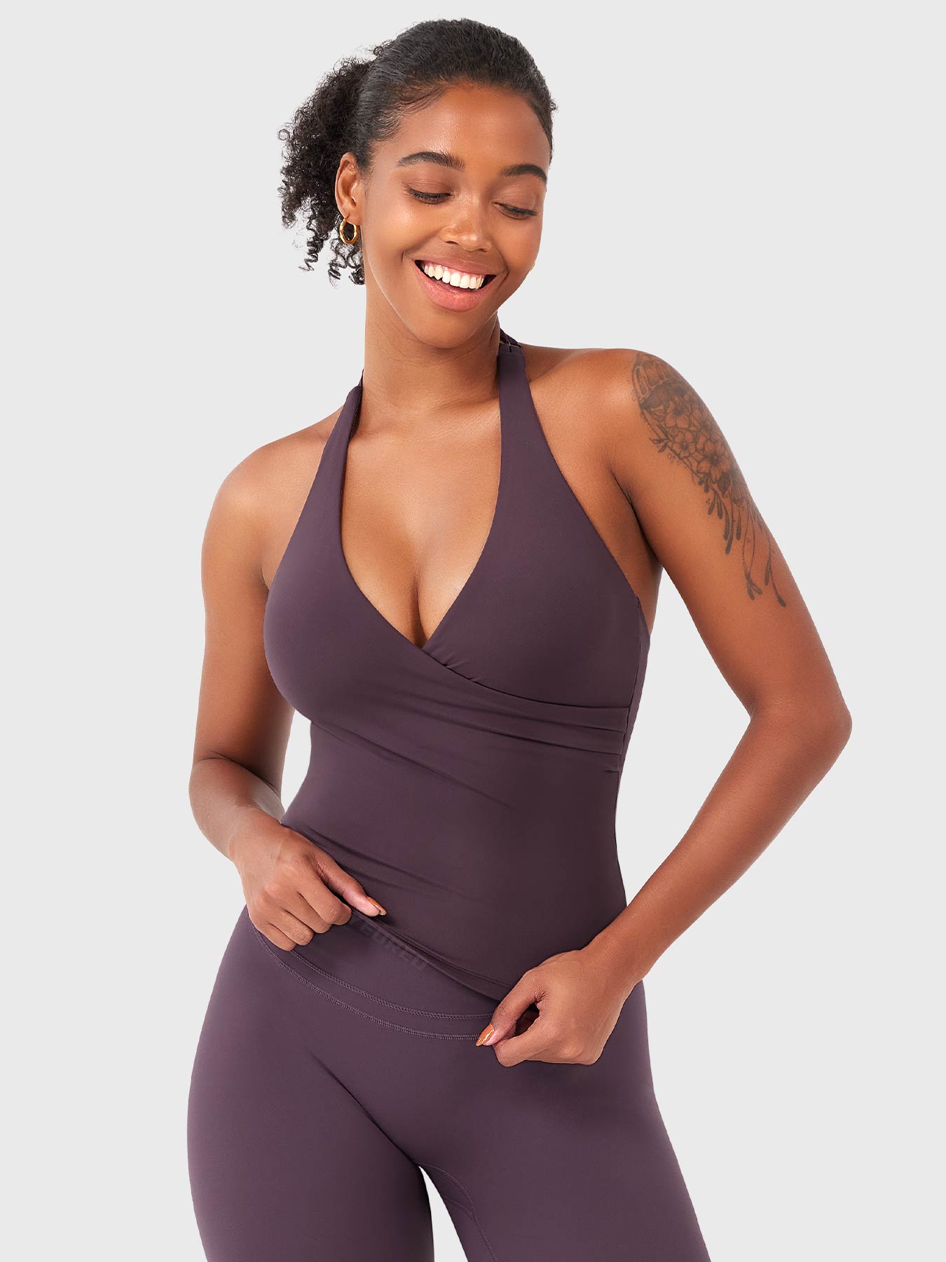 Velouré Elevine V Neck Halter Tank