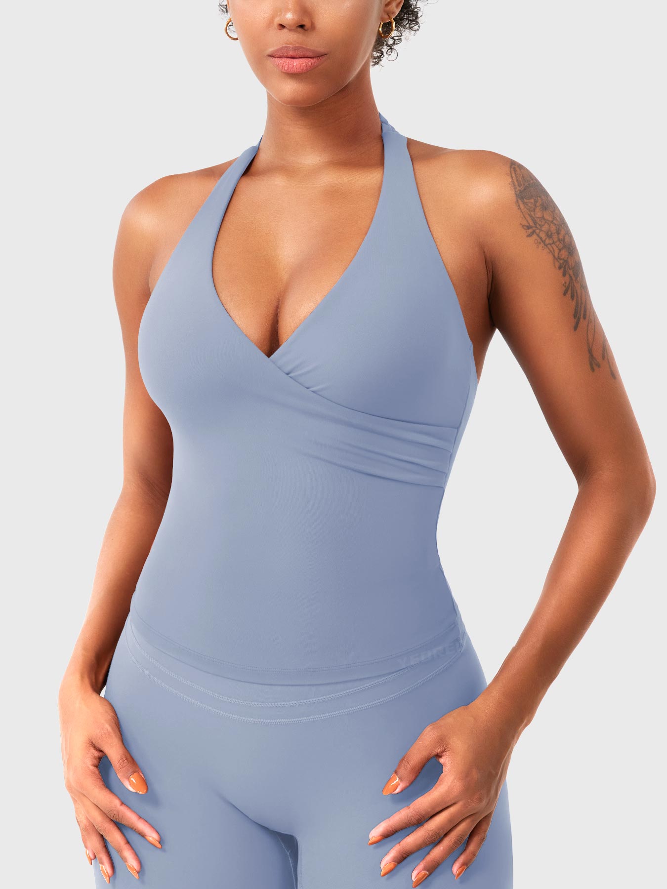 Velouré Elevine V Neck Halter Tank