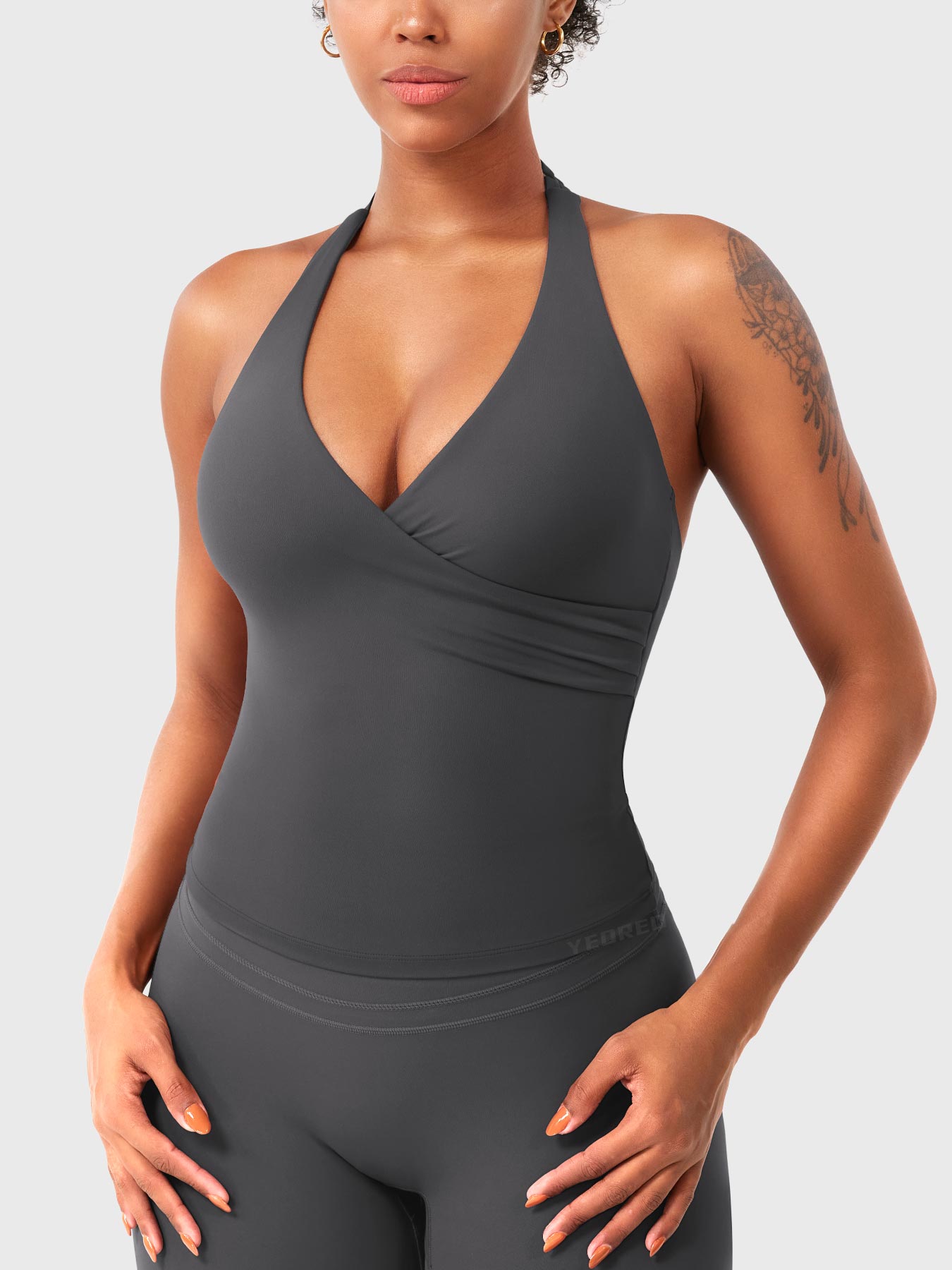 Velouré Elevine V Neck Halter Tank